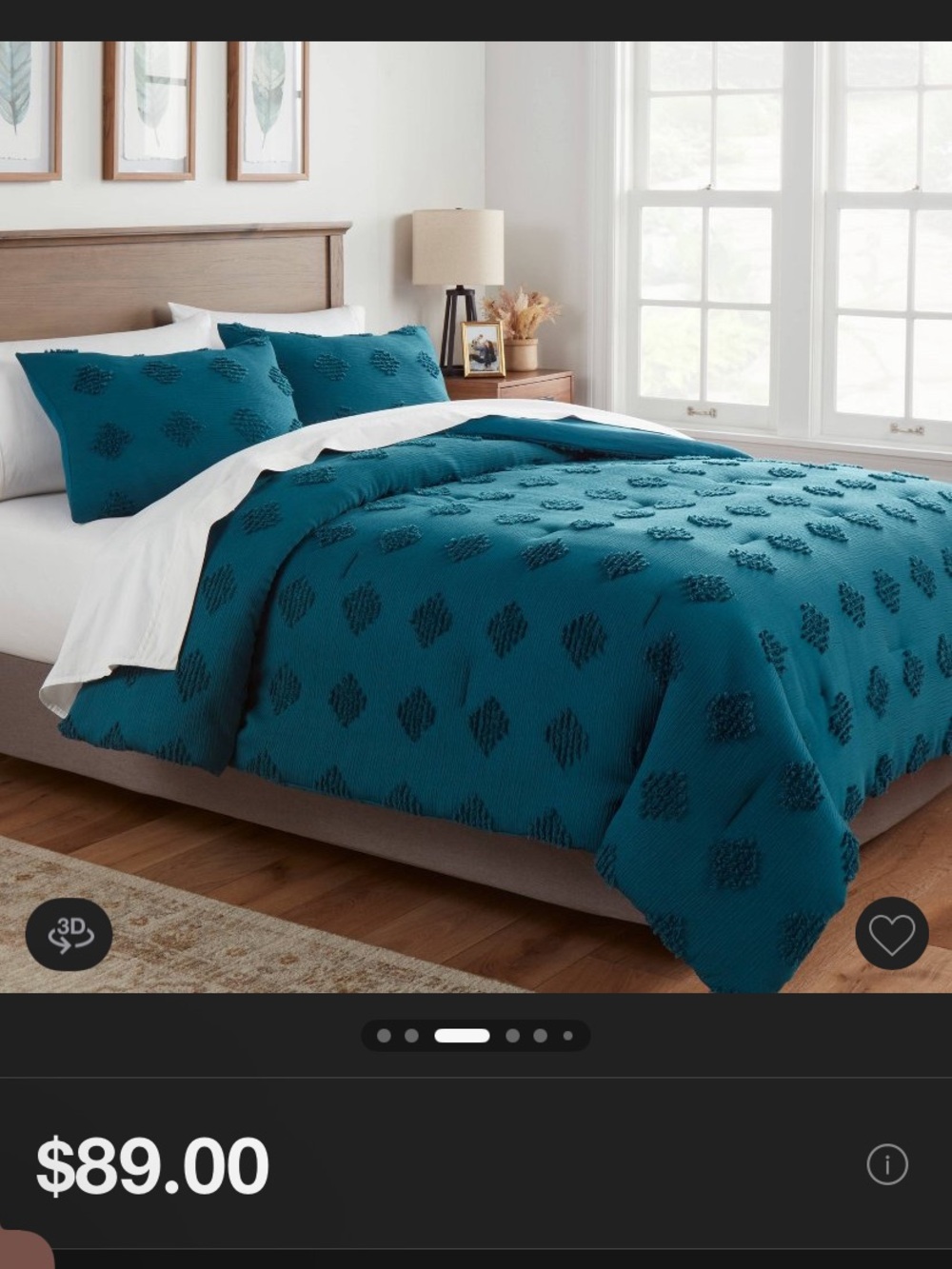Threshold King Dark Teal Tufted Diamond Duvet Cover Set New